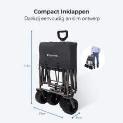 LifeGoods Bolderkar - Opvouwbaar - Tot 80KG - 94L - Wasbaar Polyester - 98x45cm - Zwart/Grijs -Campingwinkels 1200x1200 2061