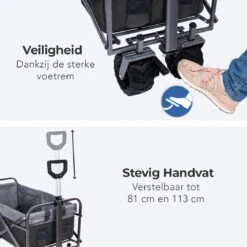 LifeGoods Bolderkar - Opvouwbaar - Tot 80KG - 94L - Wasbaar Polyester - 98x45cm - Zwart/Grijs -Campingwinkels 1200x1200 2063