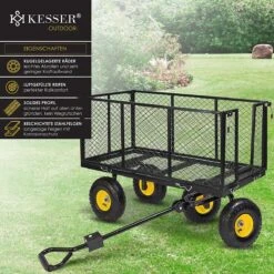 Exxen KESSER® Bolderkar, 550 Kg Belastbaar, Tuinwagen, Transportwagen, Tuinwagen, Uitneembaar Zeil, Gereedschapswagen, Handwagen, Veelzijdig Inzetbaar, Zwart -Campingwinkels 1200x1200 2071