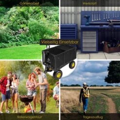 Exxen KESSER® Bolderkar, 550 Kg Belastbaar, Tuinwagen, Transportwagen, Tuinwagen, Uitneembaar Zeil, Gereedschapswagen, Handwagen, Veelzijdig Inzetbaar, Zwart -Campingwinkels 1200x1200 2072