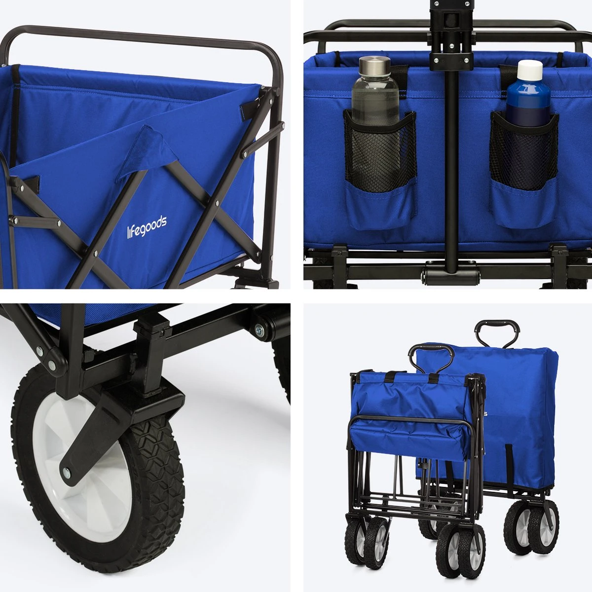 LifeGoods Bolderkar - Opvouwbaar - Draaibare Wielen - 2 Standen - 70KG Draagkracht - Blauw 8 LifeGoods Bolderkar - Opvouwbaar - Draaibare Wielen - 2 Standen - 70KG Draagkracht - Blauw - Afbeelding 8