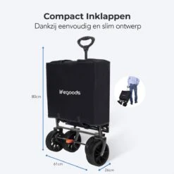 LifeGoods Bolderkar - Opvouwbaar - Tot 120KG - 103L - Extra Draagtas En Duwstang - Wasbaar Polyester - 98x45cm - Zwart/Grijs 13 LifeGoods Bolderkar - Opvouwbaar - Tot 120KG - 103L - Extra Draagtas En Duwstang - Wasbaar Polyester - 98x45cm - Zwart/Grijs -Campingwinkels 1200x1200 2101