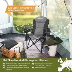 Skandika Relax Comfort Campingstoel - Campingstoel Opvouwbaar - Comfortabele Klapstoel Met Drinkhouder En Koelvak, Tot Max. 160 Kg, Opvouwbaar, Lichtgewicht | Vouwstoel Voor Kamperen, Camping, Festival, Vissen – Grijs -Campingwinkels 1200x1200 211