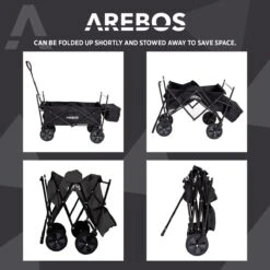 AREBOS Handwagen Vouwbare Dak Handwagen Vouwbare Trolley Uitrustingswagen Zwart -Campingwinkels 1200x1200 2118