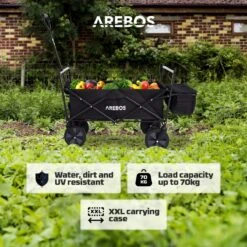 AREBOS Handwagen Vouwbare Dak Handwagen Vouwbare Trolley Uitrustingswagen Zwart -Campingwinkels 1200x1200 2121