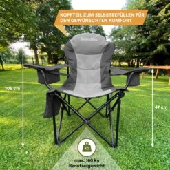 Skandika Relax Comfort Campingstoel - Campingstoel Opvouwbaar - Comfortabele Klapstoel Met Drinkhouder En Koelvak, Tot Max. 160 Kg, Opvouwbaar, Lichtgewicht | Vouwstoel Voor Kamperen, Camping, Festival, Vissen – Grijs -Campingwinkels 1200x1200 213