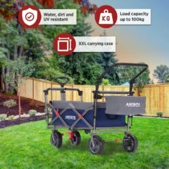 AREBOS Premium Steekwagen Met Dak Opvouwbare Tuinkar Handkar Bolderkar Blauw / Grijs -Campingwinkels 1200x1200 2142