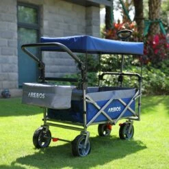 AREBOS Premium Steekwagen Met Dak Opvouwbare Tuinkar Handkar Bolderkar Blauw / Grijs -Campingwinkels 1200x1200 2143