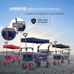AREBOS Premium Steekwagen Met Dak Opvouwbare Tuinkar Handkar Bolderkar Blauw / Grijs -Campingwinkels 1200x1200 2145