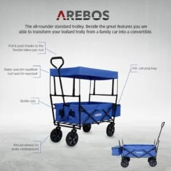 AREBOS Handwagen Vouwbare Dak Handwagen Vouwbare Trolley Uitrustingswagen Blauw -Campingwinkels 1200x1200 2163
