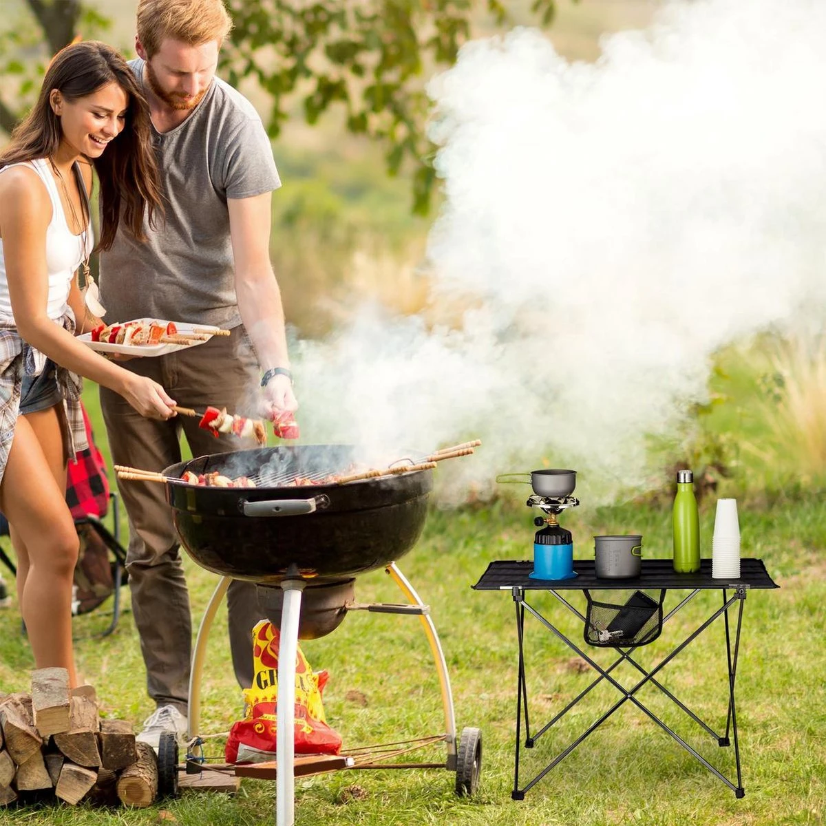 Relaxdays Campingtafel Inklapbaar - Kampeertafel - Klaptafel - Picknicktafel - Draagzak 2 Relaxdays Campingtafel Inklapbaar - Kampeertafel - Klaptafel - Picknicktafel - Draagzak - Image 2