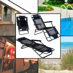 Ligstoel 155x60cm - Opvouwbaar Campingstoel Ligbed Strandstoel Tuinstoel Vouwligstoel Blauw -Campingwinkels 1200x1200 251