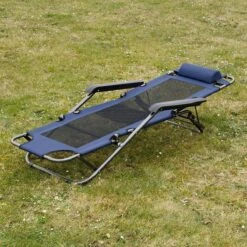 Ligstoel 155x60cm - Opvouwbaar Campingstoel Ligbed Strandstoel Tuinstoel Vouwligstoel Blauw -Campingwinkels 1200x1200 254