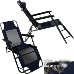 Ligstoel 155x60cm - Opvouwbaar Campingstoel Ligbed Strandstoel Tuinstoel Vouwligstoel Blauw -Campingwinkels 1200x1200 255