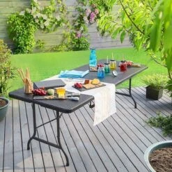 Casaria Tuintafel Opvouwbaar – Met Draaggreep 180x75 Cm – Zwart -Campingwinkels 1200x1200 371