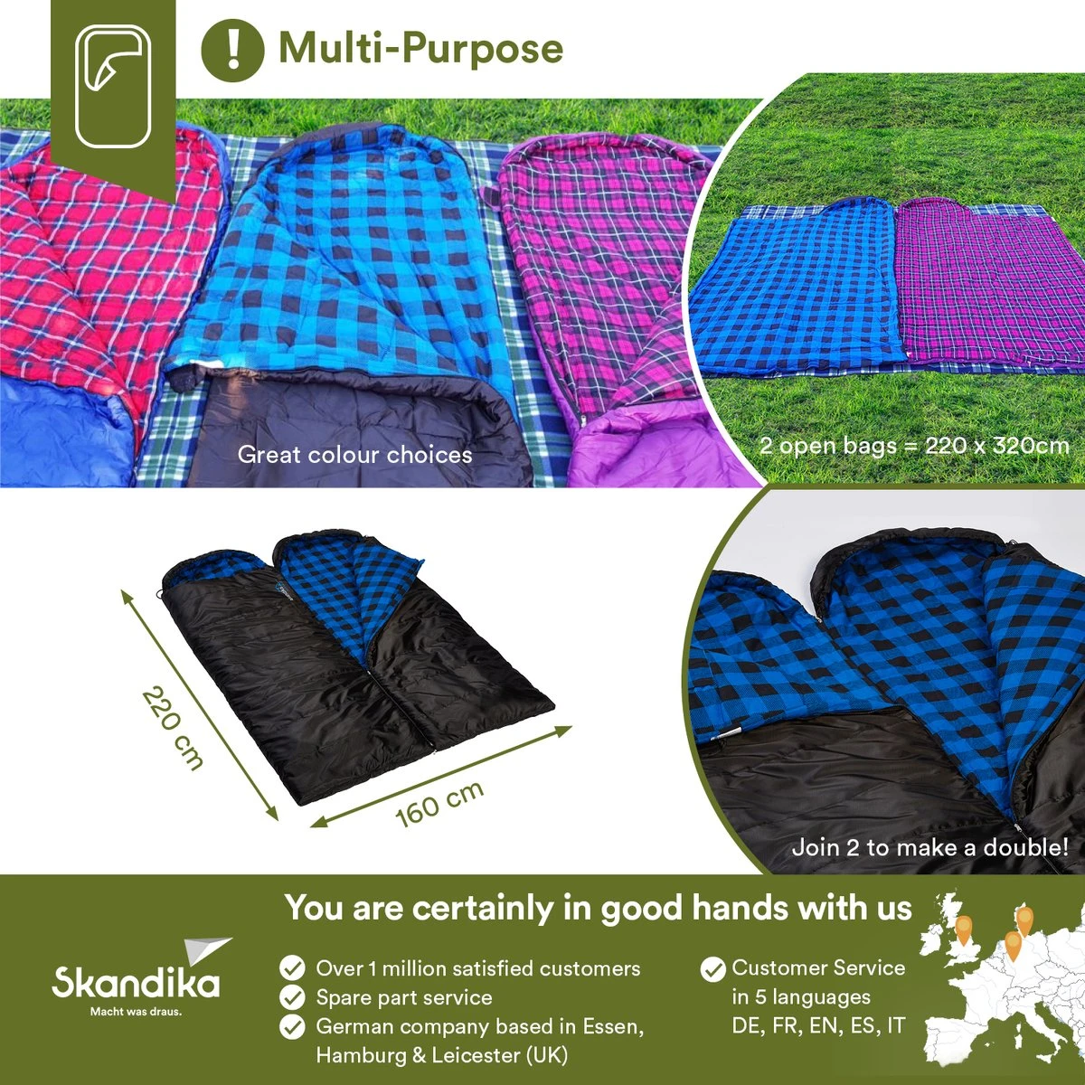 Skandika Dundee Flannel-L Slaapzak – Mummmieslaapzakken – Slaapzakken Volwassen - Maat M – Unisex - Katoen, Luxe Kwaliteit, Dubbele Slaapzak, 3 Seizoenen, Tot -20°C - 220 X 80 Cm - Outdoor Kampeerslaapzak – Ritssluiting Links - Zwart/blauw 6 Skandika Dundee Flannel-L Slaapzak – Mummmieslaapzakken – Slaapzakken Volwassen - Maat M – Unisex - Katoen, Luxe Kwaliteit, Dubbele Slaapzak, 3 Seizoenen, Tot -20°C - 220 X 80 Cm - Outdoor Kampeerslaapzak – Ritssluiting Links - Zwart/blauw - Image 6