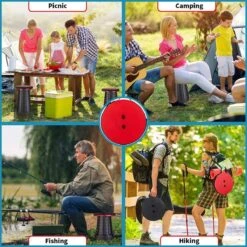 Kampeerkruk - Uitschuifbare Kruk - Rood/Zwart- Tot 120 Kg - Travel Stool - Opvouwbare Campingkruk - Inklapbaar Krukje - Telescopische Kruk - Camping - Outdoor -Campingwinkels 1200x1200 43