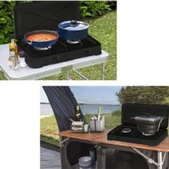 TronicXL Turbo Campingkooktoestel Met 2 Vlammen Aluminium Brander Gasaansluitslang En Drukregelaar, Gasfornuis, Gas, Zwart, Inclusief Draadgaas -Campingwinkels 1200x1200 674