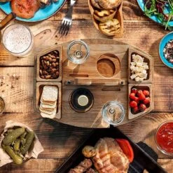 Merkloos Houten Outdoor Wijntafel Draagbare Houten Picknicktafel Mini Campingtafels Met Wijnglas Houder Voor Tuin Outdoor Camping Picknick Strand - Plataan Hout - Wijn -Campingwinkels 1200x1200 70