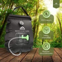 Needventure Solar Douche - Camping Douchezak - Buiten Douche - Tuindouche - Inclusief Thermometer - Waterzak Met Douchekop - 20L - Zwart -Campingwinkels 1200x1200 714