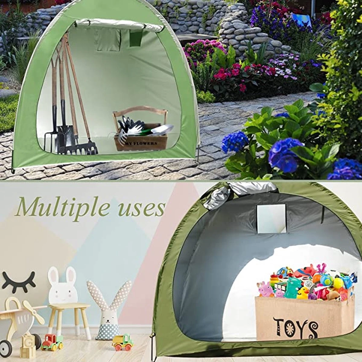 Merkloos Fietstent, Beschermhoes Fietsenschuur, Tent Voor Camping In De Open Lucht-groen 200*80*165CM 8 Merkloos Fietstent, Beschermhoes Fietsenschuur, Tent Voor Camping In De Open Lucht-groen 200*80*165CM - Afbeelding 8