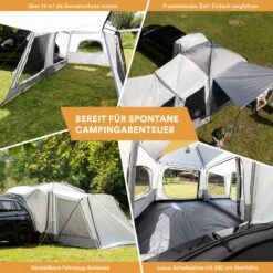 Skandika Pitea XL CROSS Tent – Koepeltenten - Autotent – Campingtent Voor SUV, Caddy, Auto, CUV - Voor Max. 4 Personen – Vrijstaand – Met/zonder Slaapcabine – Max. Stahoogte 230 Cm – 3000mm Waterkolom - 475 X 290 X 230 Cm (LxBxH) – Kamperen - Grijs -Campingwinkels 1200x1200 758