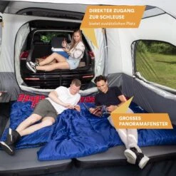 Skandika Pitea XL CROSS Tent – Koepeltenten - Autotent – Campingtent Voor SUV, Caddy, Auto, CUV - Voor Max. 4 Personen – Vrijstaand – Met/zonder Slaapcabine – Max. Stahoogte 230 Cm – 3000mm Waterkolom - 475 X 290 X 230 Cm (LxBxH) – Kamperen - Grijs -Campingwinkels 1200x1200 760