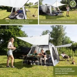 Skandika Pitea XL CROSS Tent – Koepeltenten - Autotent – Campingtent Voor SUV, Caddy, Auto, CUV - Voor Max. 4 Personen – Vrijstaand – Met/zonder Slaapcabine – Max. Stahoogte 230 Cm – 3000mm Waterkolom - 475 X 290 X 230 Cm (LxBxH) – Kamperen - Grijs -Campingwinkels 1200x1200 762