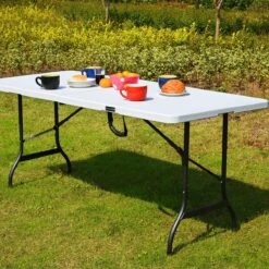 Casaria Tuintafel Opvouwbaar – Met Draaggreep 220x70 Cm – Wit -Campingwinkels 1200x1200 80