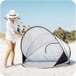 Deryan Luxe Pop Up Strandtent XXL - Anti-UV 50+ - Zilver -Campingwinkels 1200x1200 810