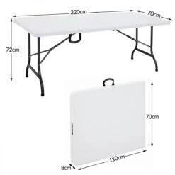 Casaria Tuintafel Opvouwbaar – Met Draaggreep 220x70 Cm – Wit -Campingwinkels 1200x1200 82