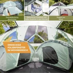Skandika Bern 4 Koepeltent - Koepeltent - Tenten - 4 Persoons Kampeertent Met Panoramisch Dakraam, 2 Slaapcabines, Grondzeil, 210 Cm Stahoogte, Waterdicht, 4000 Mm Waterkolom - Grote Outdoor Familie Tent, Kampeertent - Grijs -Campingwinkels 1200x1200 837