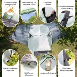 Skandika Bern 4 Koepeltent - Koepeltent - Tenten - 4 Persoons Kampeertent Met Panoramisch Dakraam, 2 Slaapcabines, Grondzeil, 210 Cm Stahoogte, Waterdicht, 4000 Mm Waterkolom - Grote Outdoor Familie Tent, Kampeertent - Grijs -Campingwinkels 1200x1200 839