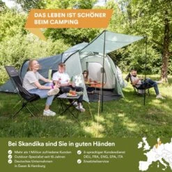 Skandika Bern 4 Koepeltent - Koepeltent - Tenten - 4 Persoons Kampeertent Met Panoramisch Dakraam, 2 Slaapcabines, Grondzeil, 210 Cm Stahoogte, Waterdicht, 4000 Mm Waterkolom - Grote Outdoor Familie Tent, Kampeertent - Grijs -Campingwinkels 1200x1200 840