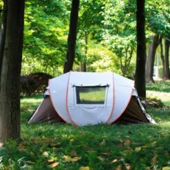 Fly Lab Luxe Pop Up Tent - Kampeer Tent - Grijs/Oranje - 4 Persoons -Campingwinkels 1200x1200 865