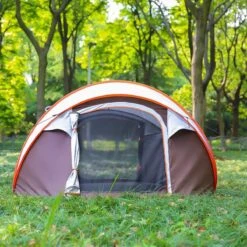 Fly Lab Luxe Pop Up Tent - Kampeer Tent - Grijs/Oranje - 4 Persoons -Campingwinkels 1200x1200 867