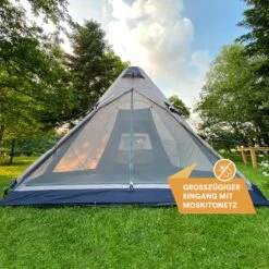 Skandika Tipi Kotona Air Opblaasbare Tent – Opblaasbare Tenten - 4 Persoons Tipi Tent – Tenten - Campingtent – Ingenaaide Tentvloer – Muggengaas – 260 Cm Stahoogte – 490 X 370 X 260 (L X B X H) – Outdoor, Camping, Tuin – Luchttent - Kamperen - Beige -Campingwinkels 1200x1200 874