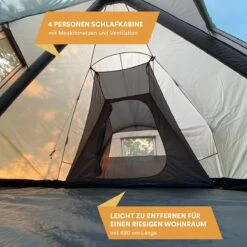 Skandika Tipi Kotona Air Opblaasbare Tent – Opblaasbare Tenten - 4 Persoons Tipi Tent – Tenten - Campingtent – Ingenaaide Tentvloer – Muggengaas – 260 Cm Stahoogte – 490 X 370 X 260 (L X B X H) – Outdoor, Camping, Tuin – Luchttent - Kamperen - Beige -Campingwinkels 1200x1200 875