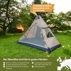 Skandika Tipi Kotona Air Opblaasbare Tent – Opblaasbare Tenten - 4 Persoons Tipi Tent – Tenten - Campingtent – Ingenaaide Tentvloer – Muggengaas – 260 Cm Stahoogte – 490 X 370 X 260 (L X B X H) – Outdoor, Camping, Tuin – Luchttent - Kamperen - Beige -Campingwinkels 1200x1200 877
