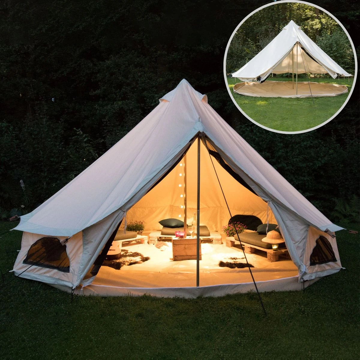 Skandika Tipii 400 Canvas Tent – Tipi-tenten – 8 Persoons Familietent - Campingtent – Muggengaas – 250 Cm Stahoogte – 400 Cm Diameter – 4000 Mm Waterkolom – Indische Tent, Partytent, Festivaltent – Outdoor, Camping, Tuin – Kamperen – Wit 4 Skandika Tipii 400 Canvas Tent – Tipi-tenten – 8 Persoons Familietent - Campingtent – Muggengaas – 250 Cm Stahoogte – 400 Cm Diameter – 4000 Mm Waterkolom – Indische Tent, Partytent, Festivaltent – Outdoor, Camping, Tuin – Kamperen – Wit - Image 4