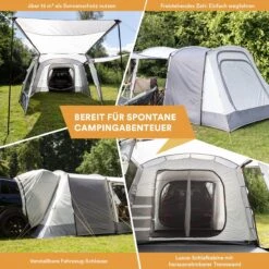 Skandika Pitea XL UP Tent – Koepeltenten - Autotent – 4 Persoons Campingtent Voor SUV, Caddy, Auto, CUV – Vrijstaand – Met/zonder Slaapcabine – Max. Stahoogte 200 Cm – Waterdicht Met 3000mm Waterkolom - 515 X 300 X 200 Cm (LxBxH) – Kamperen - Grijs -Campingwinkels 1200x1200 937