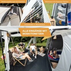 Skandika Pitea XL UP Tent – Koepeltenten - Autotent – 4 Persoons Campingtent Voor SUV, Caddy, Auto, CUV – Vrijstaand – Met/zonder Slaapcabine – Max. Stahoogte 200 Cm – Waterdicht Met 3000mm Waterkolom - 515 X 300 X 200 Cm (LxBxH) – Kamperen - Grijs -Campingwinkels 1200x1200 940