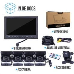 Strex Achteruitrijcamera Set Bedraad Met 4 Camera's (tegelijk Bekijken) - 9" Scherm - 18LED Nachtzicht 15m - IP67 Waterdicht - Achteruitrij Camera -Campingwinkels 1200x1200 986