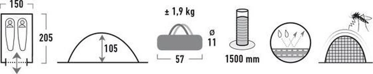 High Peak Monodome Pu Koepeltent - Blauw - 2 Persoons 10 High Peak Monodome Pu Koepeltent - Blauw - 2 Persoons - Image 10