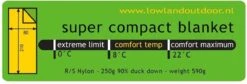 LOWLAND OUTDOOR® Donzen Slaapzak - Super Compact Blanket - 210 X 80 Cm - 590gr +8°C -Campingwinkels 1200x406