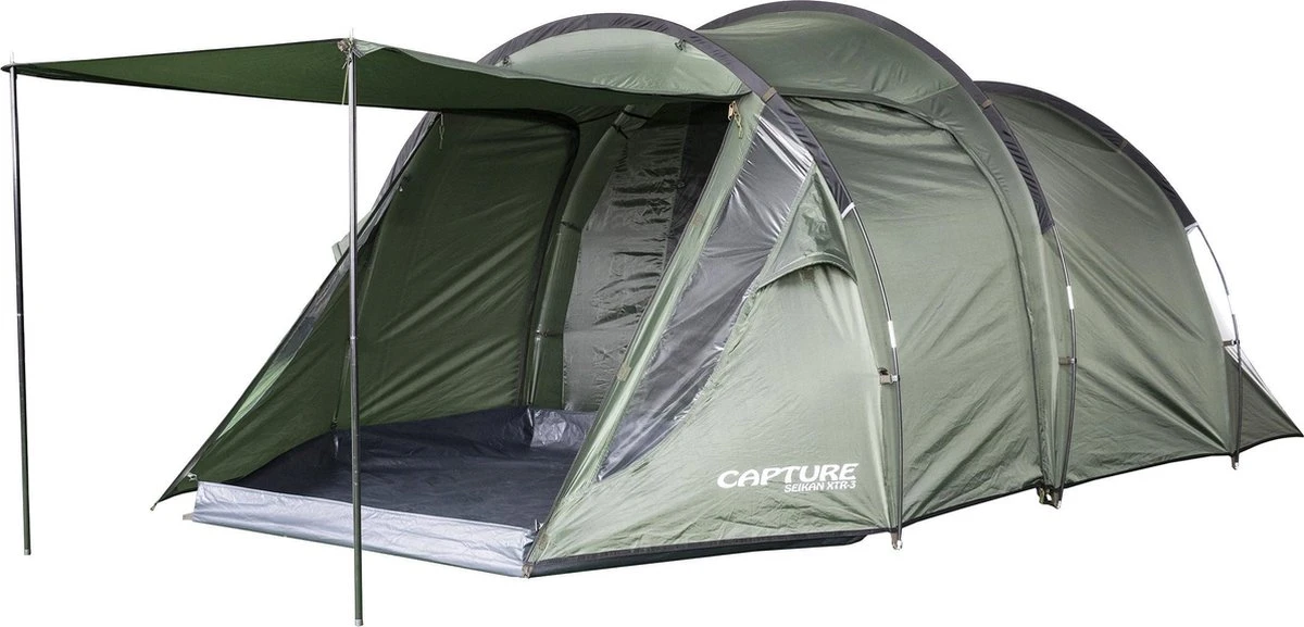 Capture Outdoor, 3-Man XXL Tent "Seikan XTR-3", Voor 3 XXL Personen, 215x400x155cm, DeLuxe Tent En Canvas, "Airflow System", … 1 Capture Outdoor, 3-Man XXL Tent "Seikan XTR-3", Voor 3 XXL Personen, 215x400x155cm, DeLuxe Tent En Canvas, "Airflow System", …