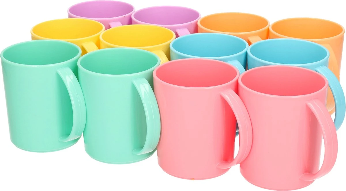 12x Stuks Plastic Drinkbekers Van Kunststof 350 Ml Multi-color - Limonade Bekers - Campingservies/picknickservies 1 12x Stuks Plastic Drinkbekers Van Kunststof 350 Ml Multi-color - Limonade Bekers - Campingservies/picknickservies