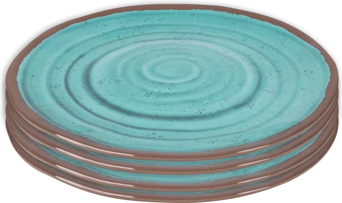 Bo-Camp Ontbijtbord - Halo - 100% Melamine - 4 Stuks - Aqua 1 Bo-Camp Ontbijtbord - Halo - 100% Melamine - 4 Stuks - Aqua