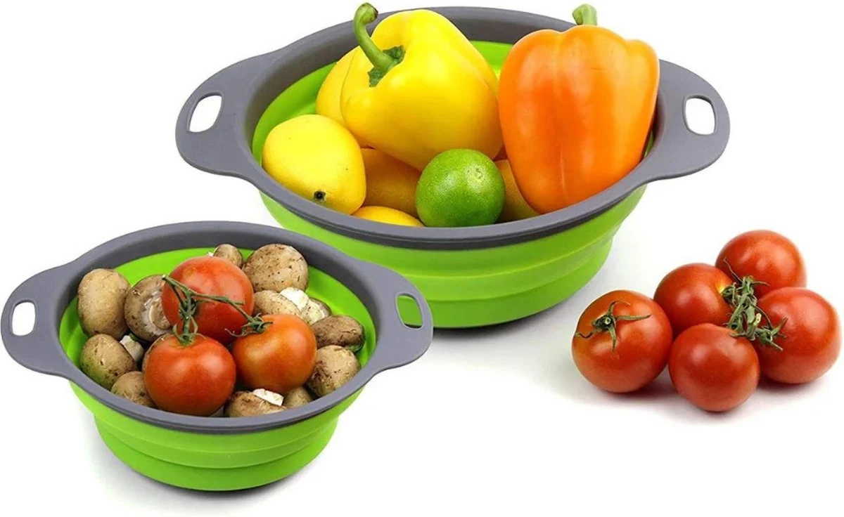 Buxibo - 3-Delige Keuken Vergiet Set Inklapbaar Groen/Grijs 17 Buxibo - 3-Delige Keuken Vergiet Set Inklapbaar Groen/Grijs - Image 17