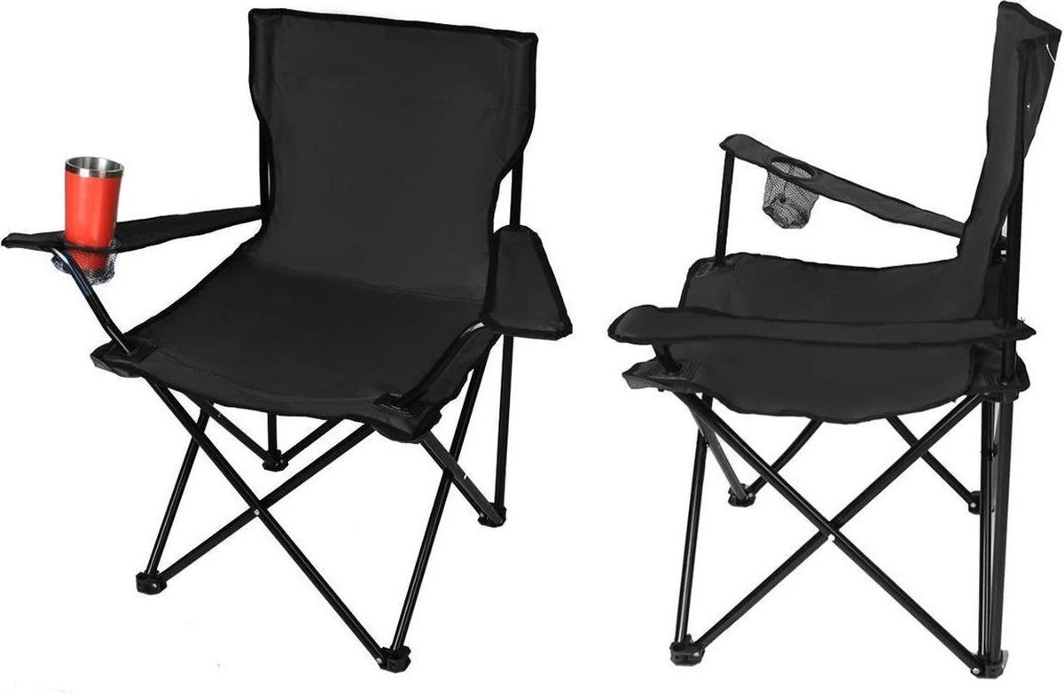 Campingstoel Vouwstoel Visstoel - Zwart - Draaggewicht 100kg 3 Campingstoel Vouwstoel Visstoel - Zwart - Draaggewicht 100kg - Afbeelding 3